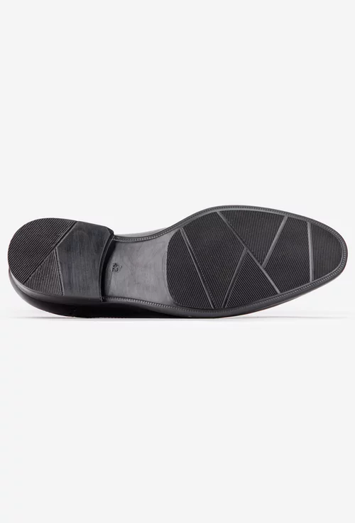 Pantofi barbati negri din piele naturala cu model