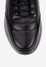 Pantofi barbati negri din piele naturala cu siret elastic