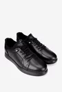 Pantofi barbati negri din piele naturala cu siret elastic