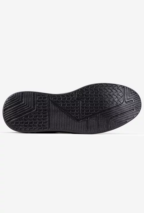 Pantofi barbati negri din piele naturala cu siret elastic