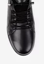 Pantofi barbati negri din piele naturala cu siret elastic