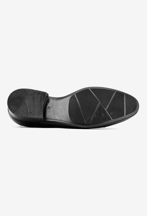 Pantofi barbati negri din piele naturala si cusătură la vârf