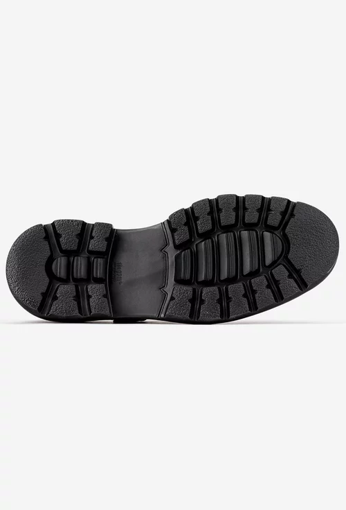 Pantofi barbati negri din piele texturata cu catarame metalice