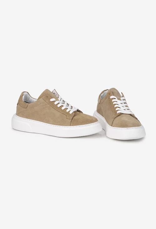 Pantofi barbati NUR din piele intoarsa bej