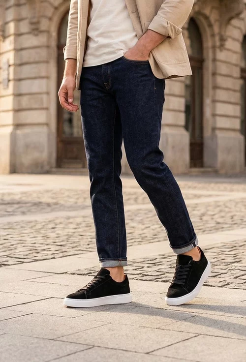 Pantofi barbati NUR din piele intoarsa neagra