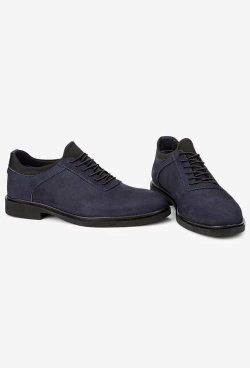 Pantofi barbati NUR din piele nabuc bleumarin picture - 5