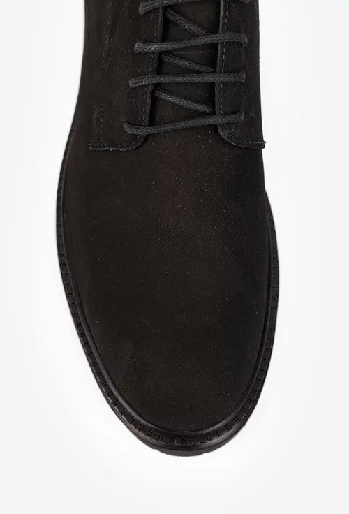 Pantofi barbati NUR din piele nabuc neagra picture - 6