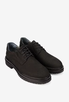 Pantofi barbati NUR din piele nabuc neagra