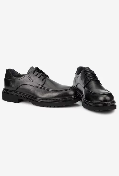 Pantofi barbati NUR din piele naturala neagra picture - 5