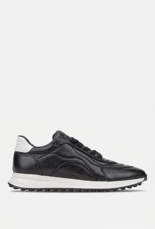 Pantofi barbati NUR din piele neagra cu alb