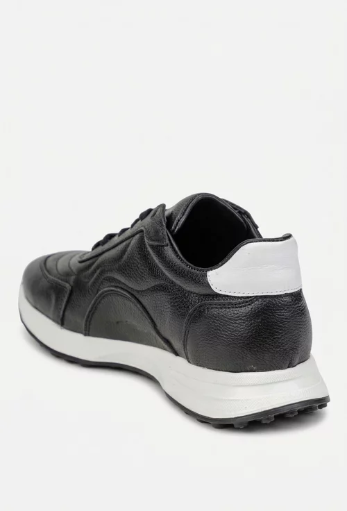 Pantofi barbati NUR din piele neagra cu alb
