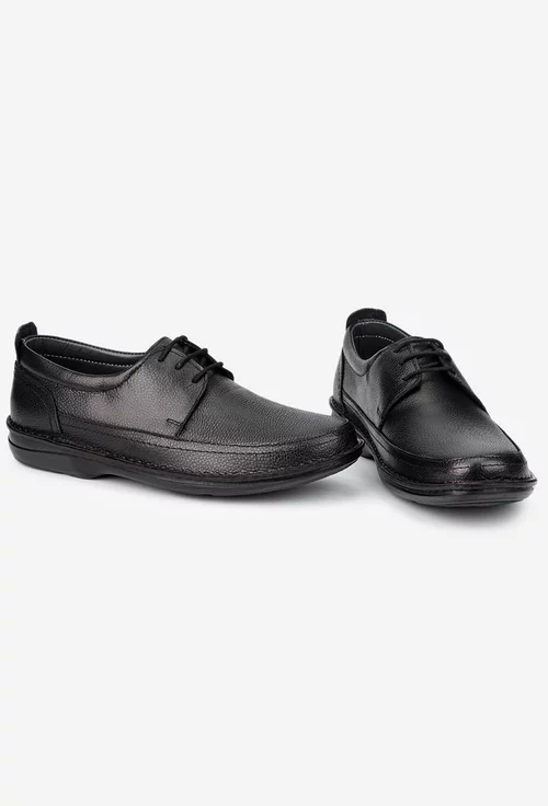Pantofi barbati NUR din piele neagra texturata picture - 5