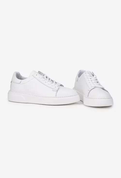 Pantofi barbati NUR din piele texturata alba