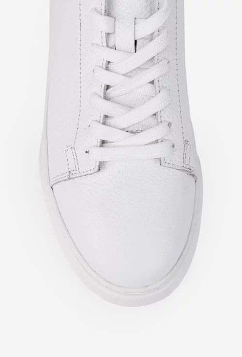 Pantofi barbati NUR din piele texturata alba