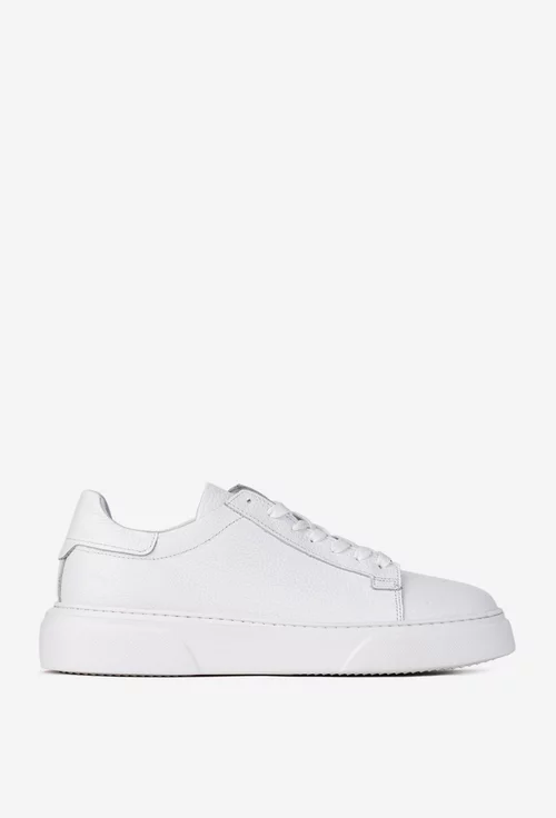 Pantofi barbati NUR din piele texturata alba