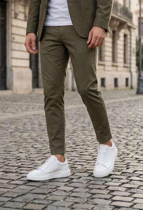 Pantofi barbati NUR din piele texturata alba