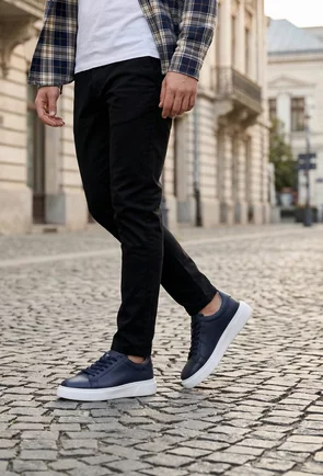 Pantofi barbati NUR din piele texturata bleumarin