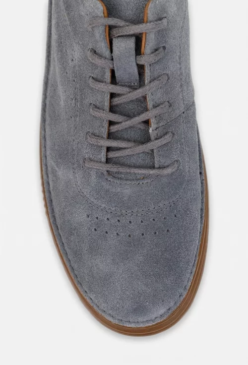 Pantofi barbati NUR gri cu maro din piele intoarsa