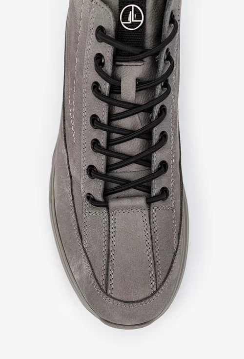 Pantofi barbati NUR gri din piele nabuc picture - 6