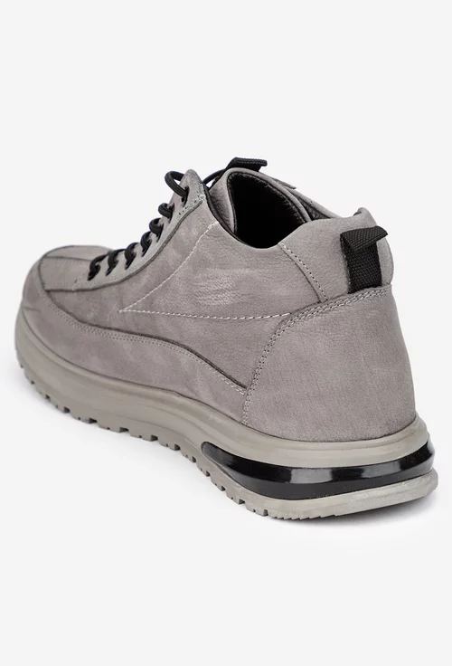 Pantofi barbati NUR gri din piele nabuc picture - 3