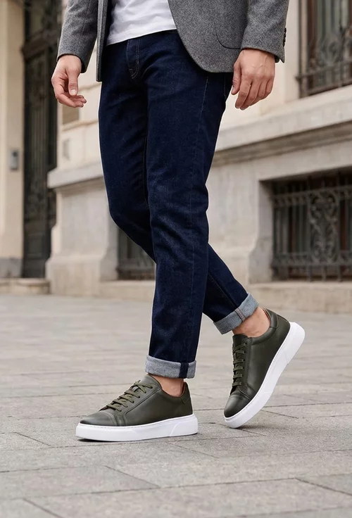 Pantofi barbati NUR kaki din piele naturala