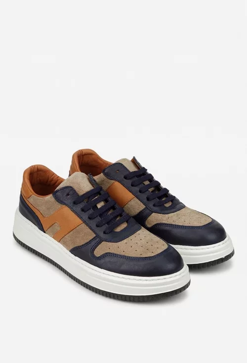 Pantofi barbati NUR multicolori din piele naturala