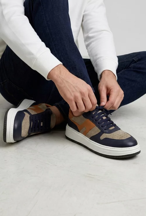 Pantofi barbati NUR multicolori din piele naturala