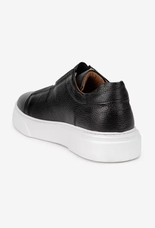 Pantofi barbati NUR negri din piele texturata cu elastic