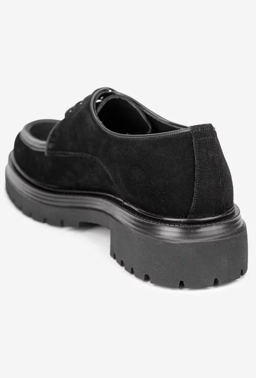 Pantofi barbati realizati din piele nabuc neagra