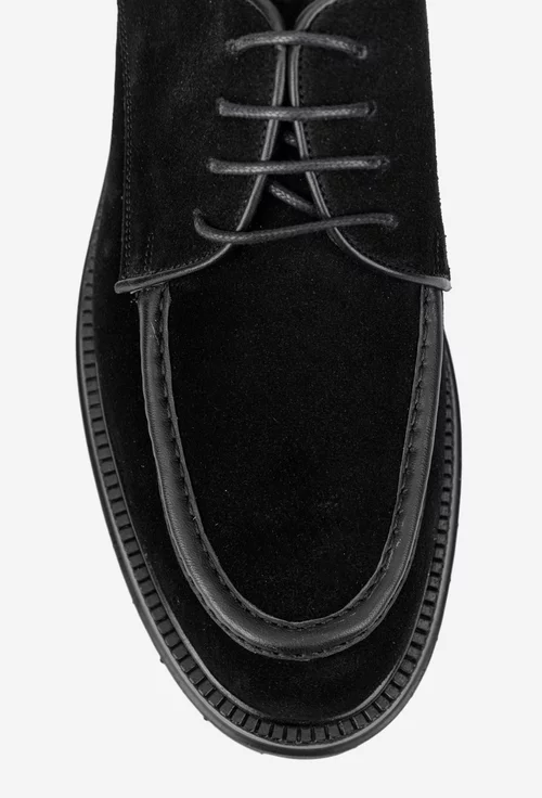 Pantofi barbati realizati din piele nabuc neagra