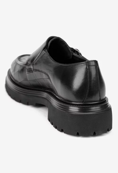 Pantofi barbati realizati din piele naturala neagra