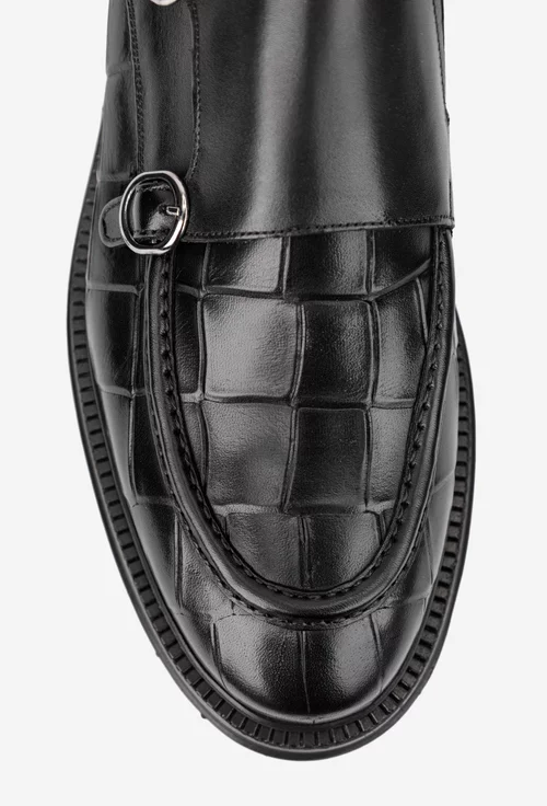 Pantofi barbati realizati din piele naturala neagra