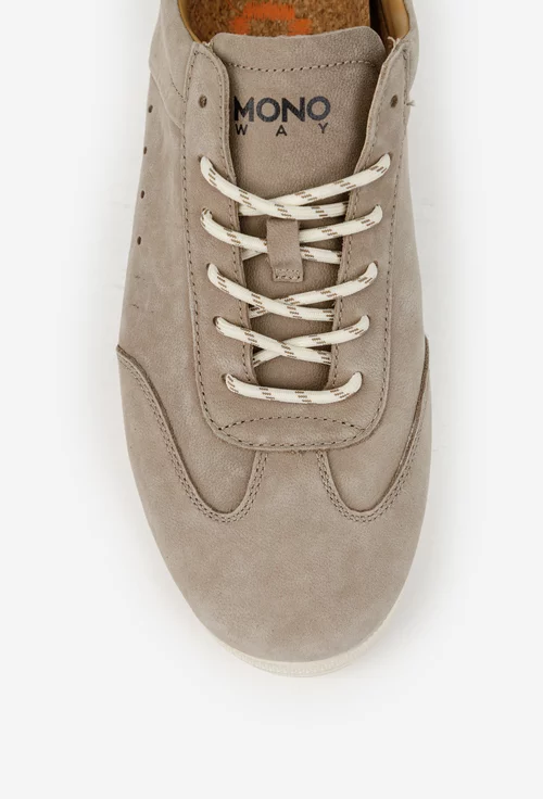 Pantofi barbati taupe din piele nabuc picture - 6