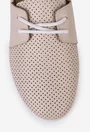 Pantofi bej deschis din piele cu perforatii