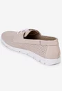 Pantofi bej deschis din piele cu perforatii