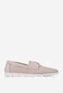 Pantofi bej deschis din piele cu perforatii
