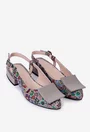 Pantofi bej din piele cu imprimeu colorat