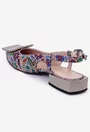 Pantofi bej din piele cu imprimeu colorat