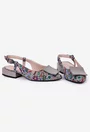 Pantofi bej din piele cu imprimeu colorat