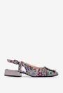 Pantofi bej din piele cu imprimeu colorat