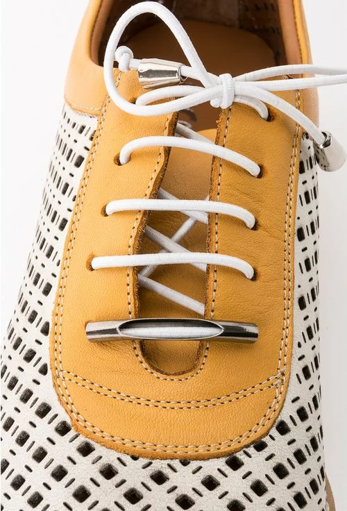 Pantofi bej in combinatie cu galben mustar din piele naturala Klara