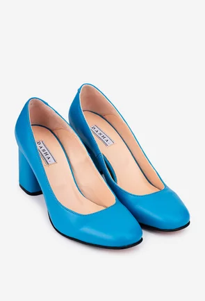 Pantofi bleu din piele naturala