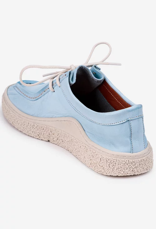 Pantofi bleu din piele naturala cu siret
