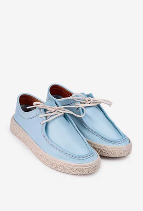 Pantofi bleu din piele naturala cu siret