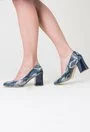 Pantofi bleumarin cu crem din piele naturala cu imprimeu tip piele de reptila Scarlet