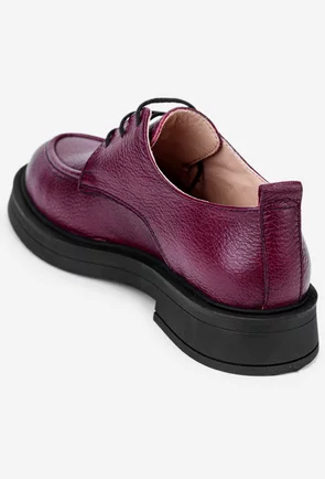 Pantofi burgundy NUR din piele texturata cu siret