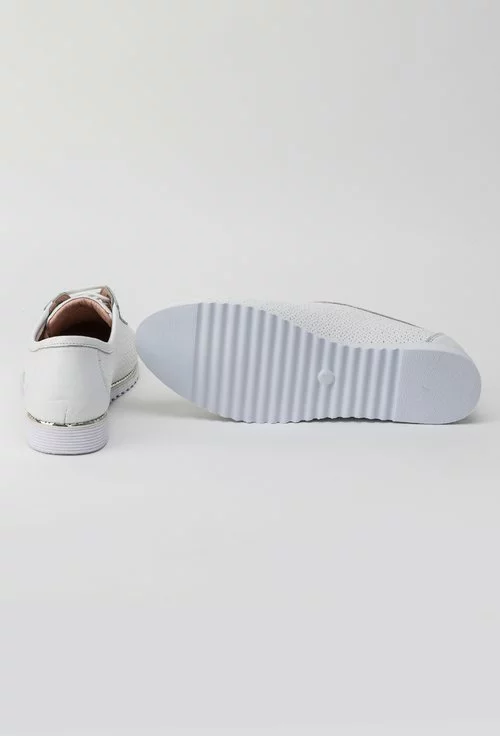 Pantofi casual albi din piele naturala Perla
