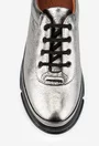 Pantofi casual argintii din piele naturala cu siret