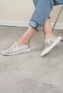 Pantofi casual argintii din piele naturala Debora
