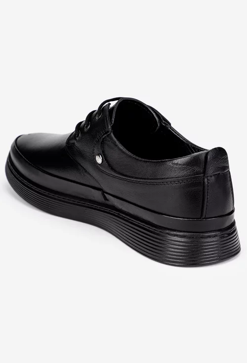 Pantofi casual barbati din piele naturala neagra